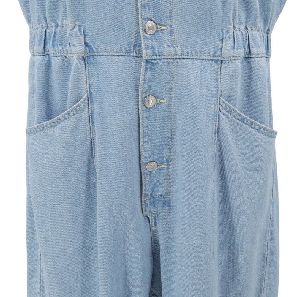 Free People We The Free Marci Denim Coverall Jumpsuit Clear Skies XL Light Wash - Picture 5 of 8